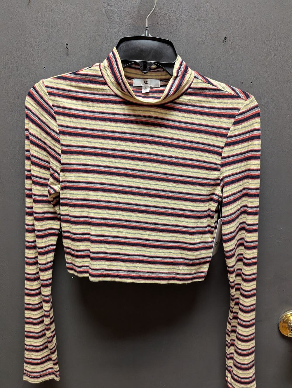 BP. cropped long sleeve mock neck striped top layering shirt Size Small NEW